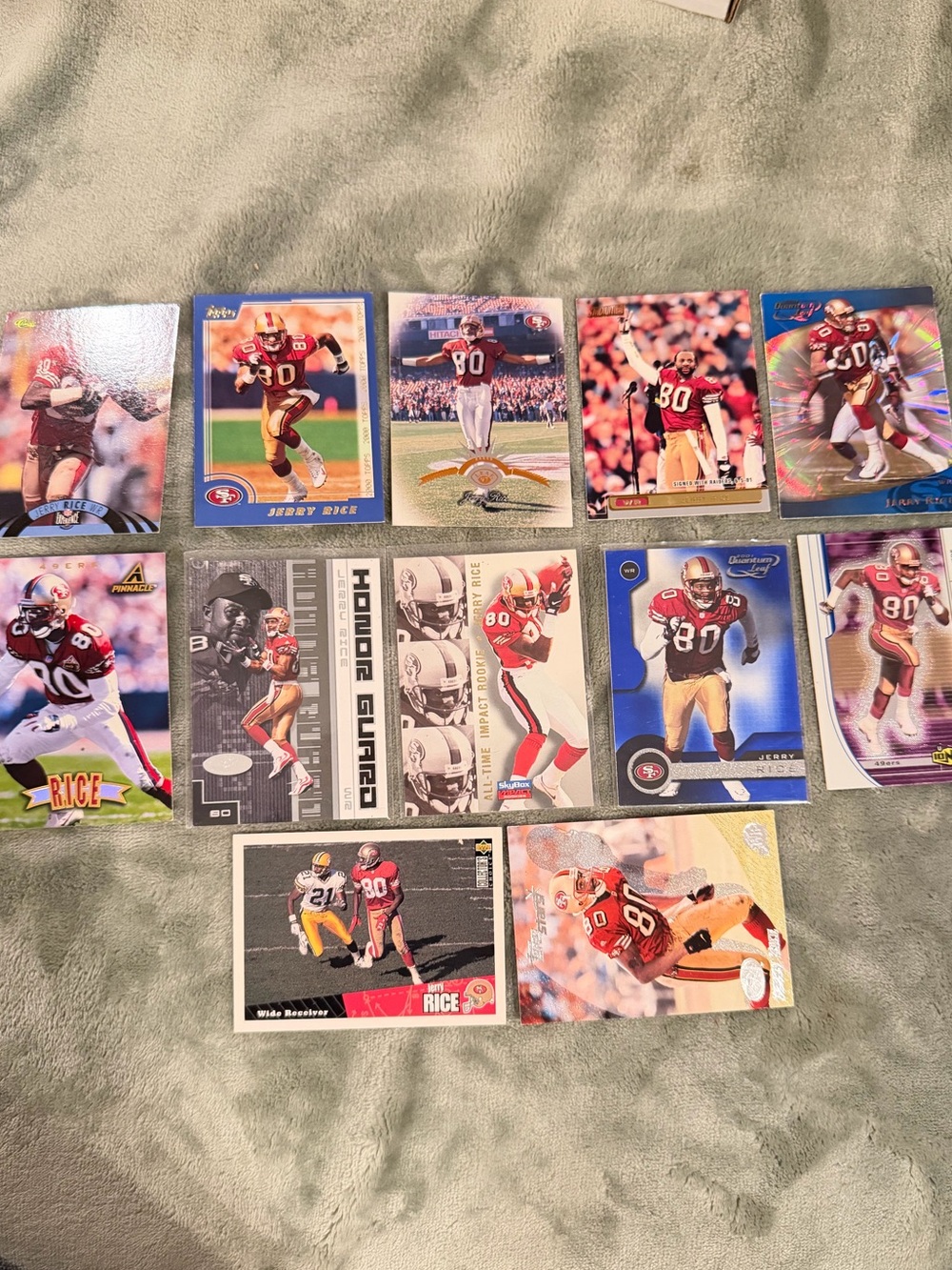 Jerry Rice Football Card Lot (12) San Francisco 49ers HOF Inserts Base